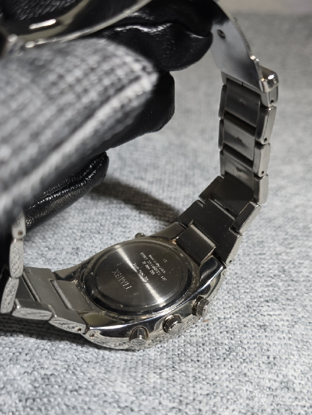 Timex Black Dial Stainless Steel, Indiglo Chrono Alarm Watch with Orange Accents - Picture 7 of 7
